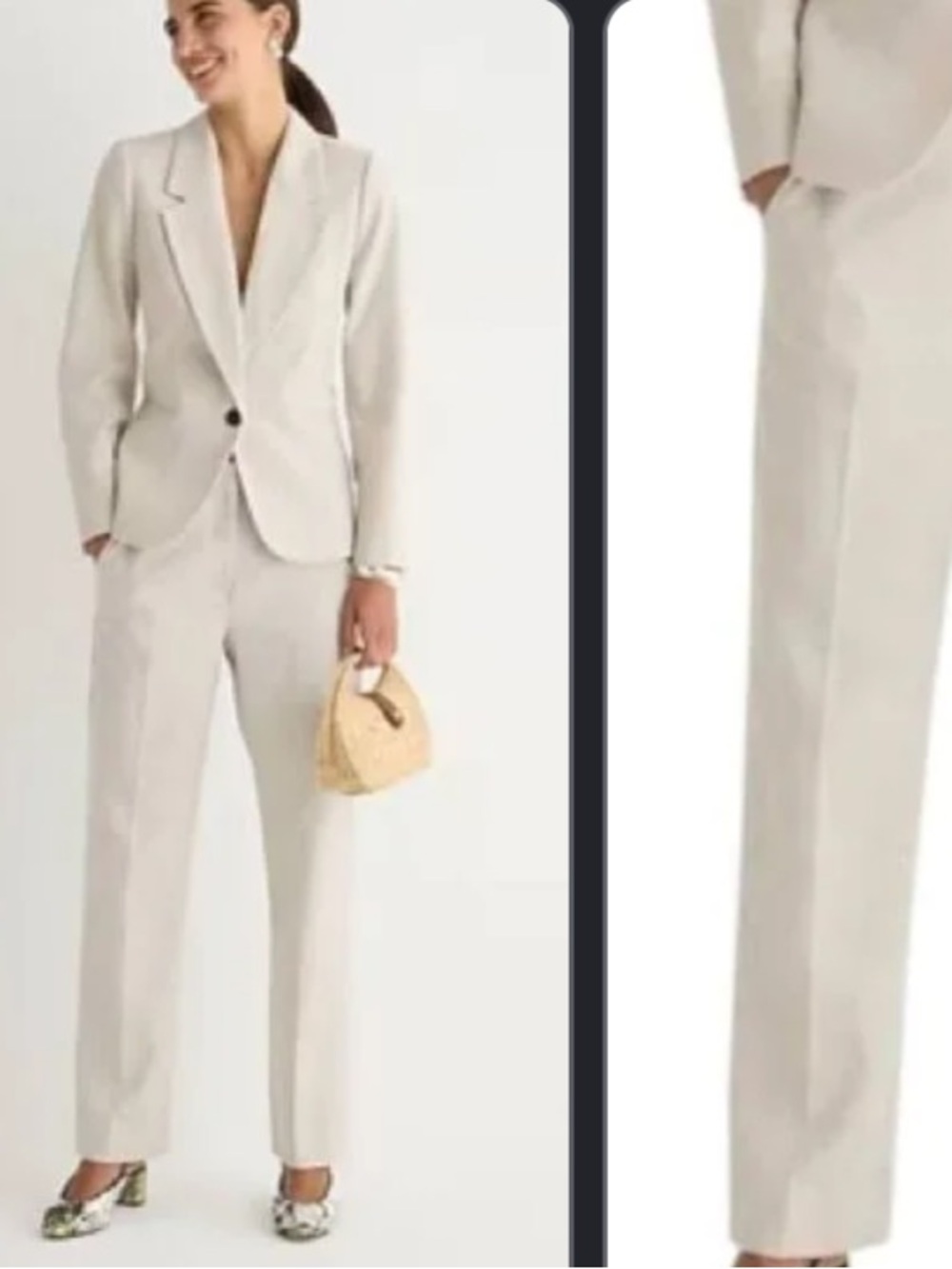 J. Crew Kate Straight-Leg Pant in Natural Linen Neutral Tailored Trouser - Picture 7 of 16